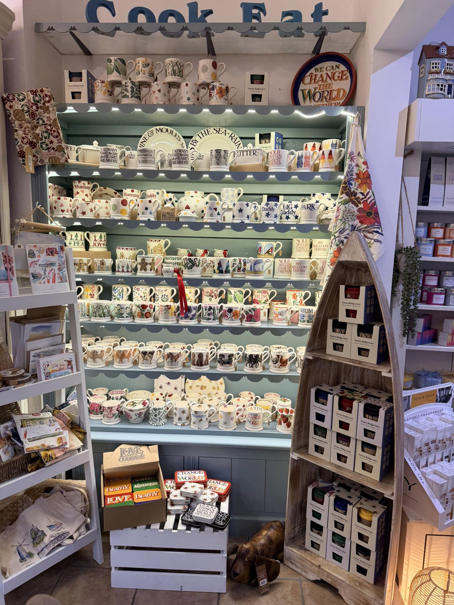 Colourful mugs and ceramics displayed inside JK’s Lifestyle